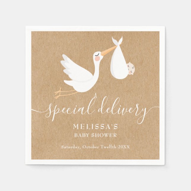 Serviette En Papier Un Baby shower de livraison spécial / Saupoudrer (Devant)