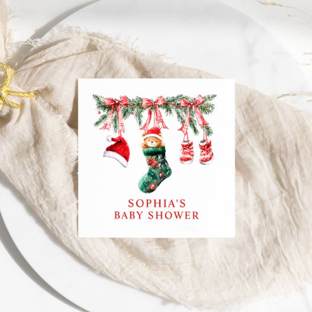 Serviette En Papier Un Baby shower de Noël un peu joyeux (Créateur téléchargé)