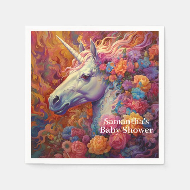 Serviette En Papier Un Baby shower de Unicorne génial (Devant)
