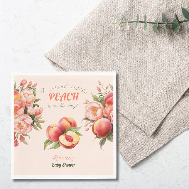 Serviette En Papier Un Baby shower Floral D'Été Doux Petite Pêche (Créateur téléchargé)