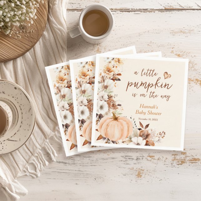 Serviette En Papier Un Baby shower Floral Un Peu Citrouille (Créateur téléchargé)