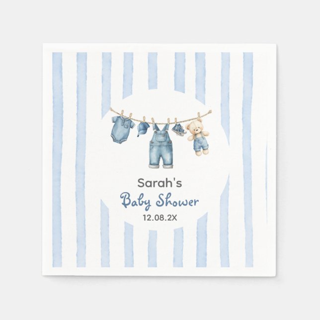 Serviette En Papier Un Baby shower Jean bleu (Devant)