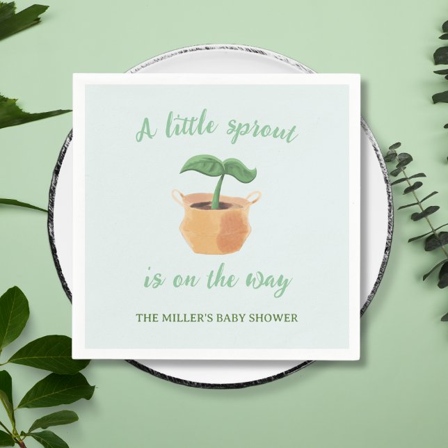 Serviette En Papier Un Baby shower Plante Un Petit Jardin De Sprout (A Little Sprout Gardening Plant Baby Shower Napkins)