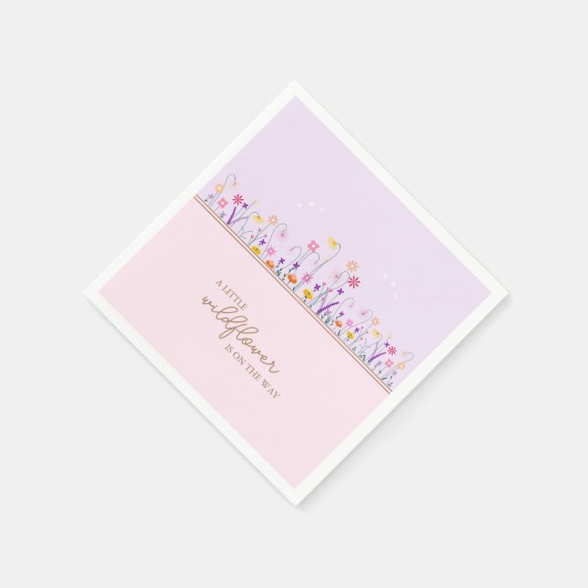 Serviette En Papier Un Baby shower Un Peu Fleur sauvage, Moderne Et Dé (Coin)