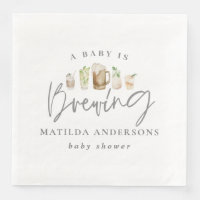 Un bébé brasse du baby shower de bière aquarelle