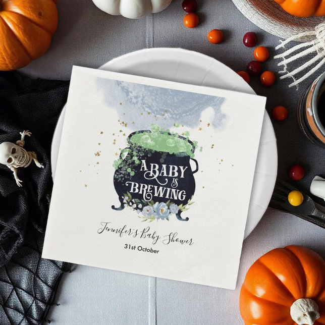 Serviette En Papier un bébé brasse le Baby shower d'Halloween bleu (Créateur téléchargé)