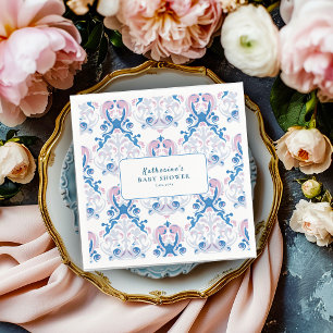 Serviette En Papier Un bébé brasse le baby shower floral de la fête du