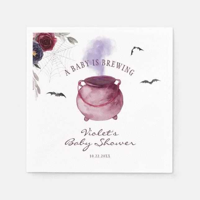 Serviette En Papier Un bébé brasse un Baby shower d'Halloween (Devant)