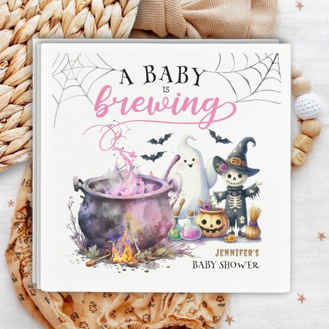 Serviette En Papier Un bébé brasse une fille Baby shower d'Halloween r (Créateur téléchargé)