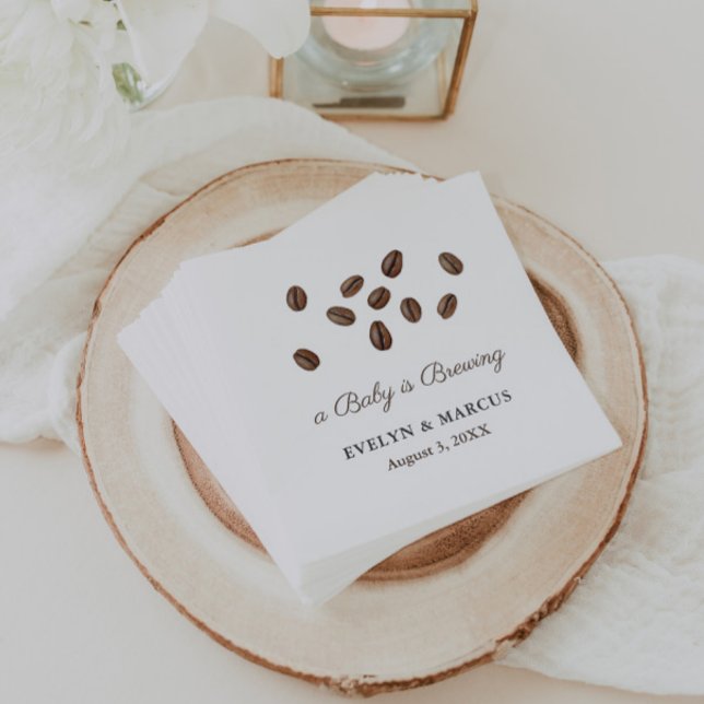 Serviette En Papier Un bébé prépare du café Baby Shower ou mariage (A little bean is brewing coffee-theme baby shower napkins)