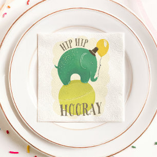 Serviette En Papier Un bel éléphant. Hip Hip Hooray animal anniversair