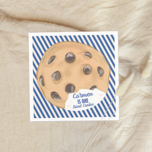 Serviette En Papier Un biscuit sucré Bleu Garçons Premier anniversaire