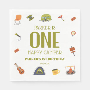 Serviette En Papier Un Camping Happy Camper 1er Anniversaire Fête
