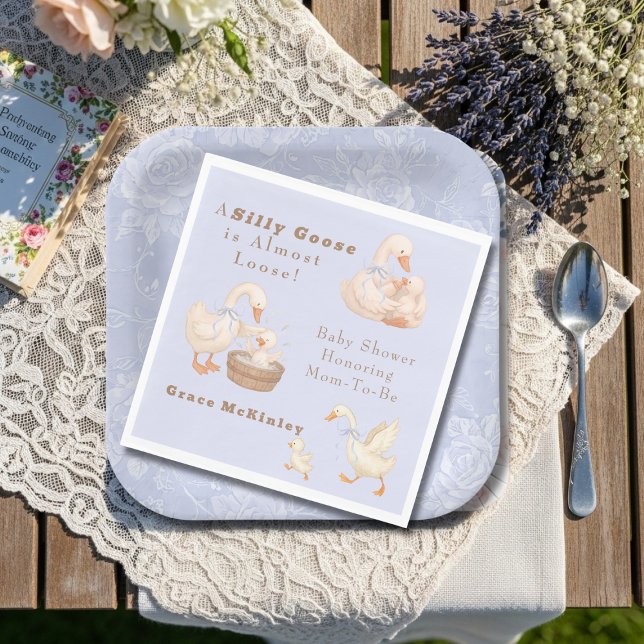 Serviette En Papier Un Canard Fou Bleu (A Silly Goose Blue Napkins)