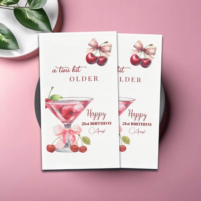 Serviette En Papier Un Chic Tini Bit Plus Âgé Martini Cerise 21e Anniv (Créateur téléchargé)