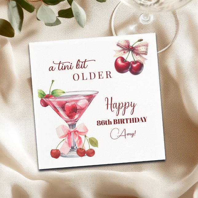 Serviette En Papier Un Chic Tini Un Peu Plus Vieux Cherry Martini 86e  (Créateur téléchargé)