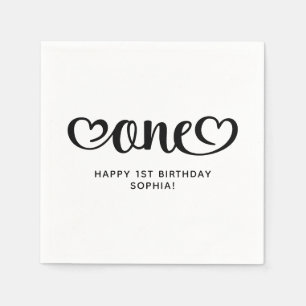 Serviette En Papier Un Coeur mignon Script 1er anniversaire