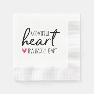 Serviette En Papier Un coeur reconnaissant est un coeur heureux typo