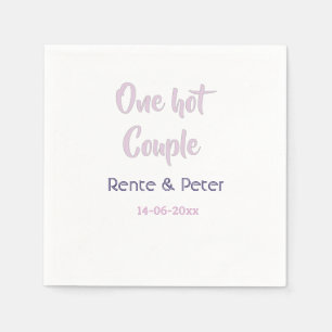 Serviette En Papier Un couple chaud ajouter nom pastel violet rétro mo
