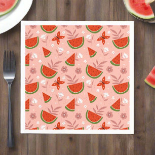 Serviette En Papier Un dans le Melon Watermelon Butterflies Anniversai