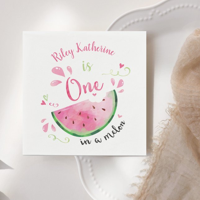 Serviette En Papier Un dans Melon Watermelon Anniversaire Party Papier (Créateur téléchargé)