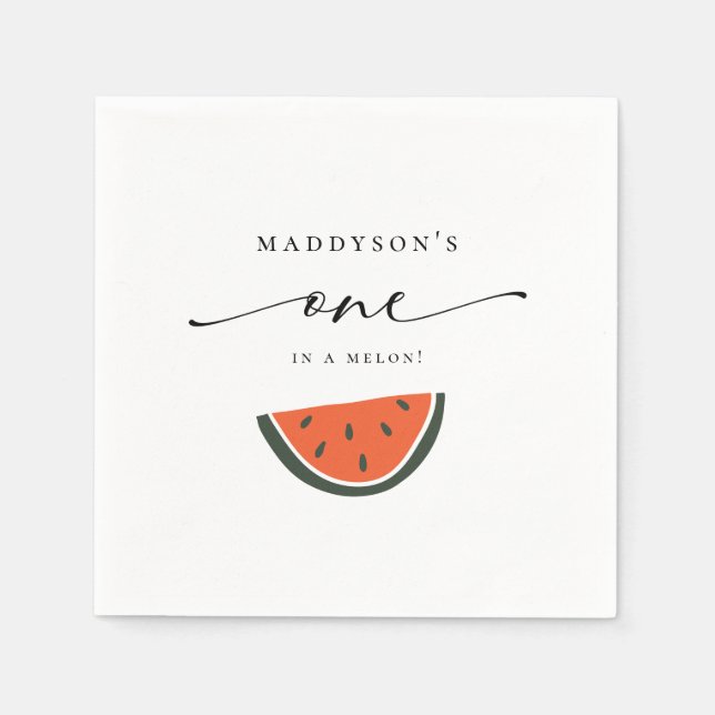 Serviette En Papier Un dans un Melon 1er Anniversaire (Devant)