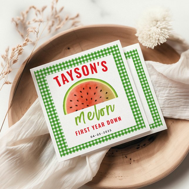 Serviette En Papier Un dans un Melon 1er Anniversaire – Joli Pastèque (Créateur téléchargé)