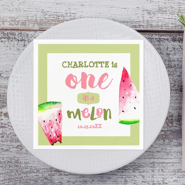 Serviette En Papier Un dans un Melon Premier Anniversaire Cute Custom (Créateur téléchargé)
