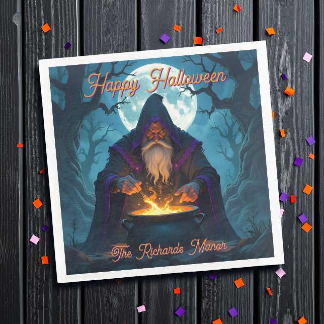 Serviette En Papier Un démoniste brasse une fête d'Halloween (Créateur téléchargé)