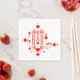 Serviette En Papier Un design d'initiale de monogramme moderne et roma