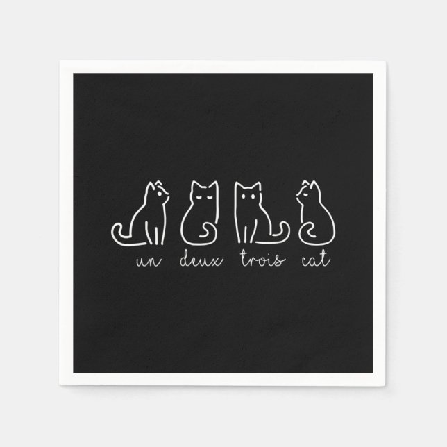 Serviette En Papier Un Deux Trois Cat Abstrait Français Kitty (Devant)
