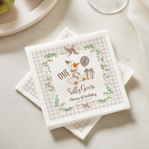 Serviette En Papier Un Dindon Brun Silly Goose 1er Anniversaire