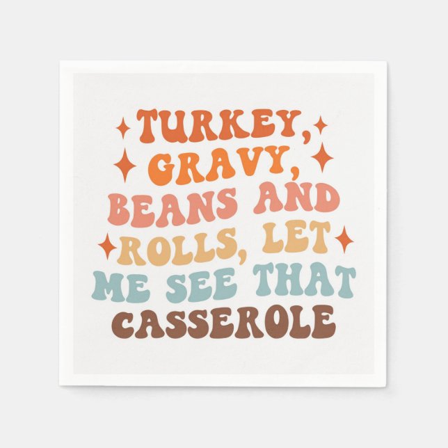 Serviette En Papier Un Dîner Rétro D'Action De Grâce (Devant)