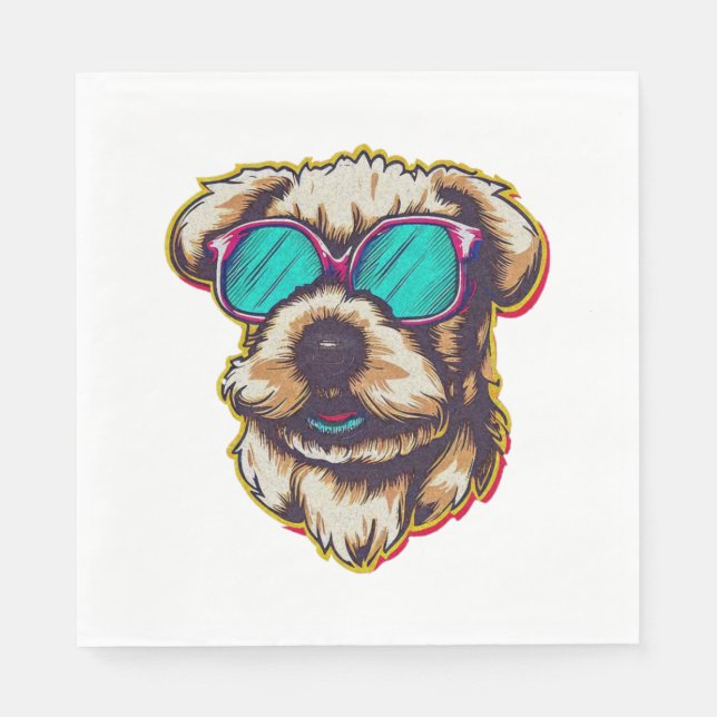 SERVIETTE EN PAPIER UN DORABLE D O G AVEC DES LUNETTES SOLEIL (Devant)