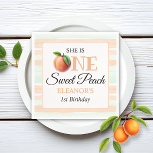 Serviette En Papier Un doux pêcher Premier Anniversaire rayures aquare
