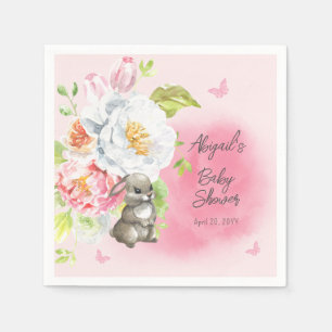 Serviette En Papier Un doux petit lapin rose Baby shower fille