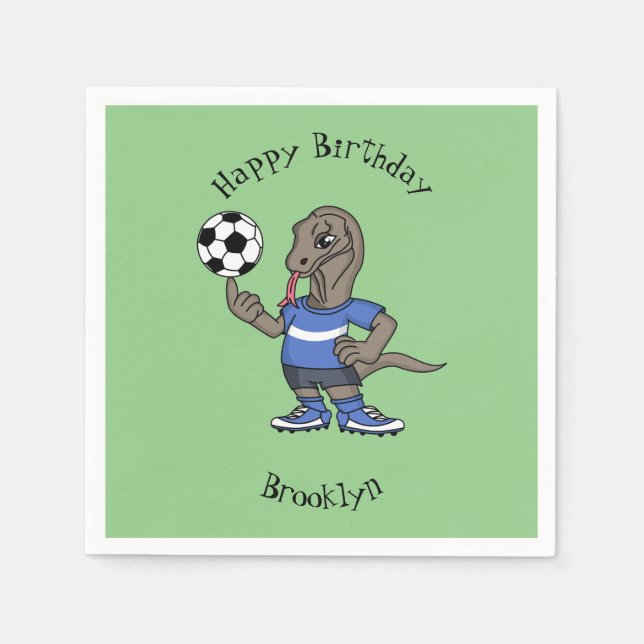 Serviette En Papier Un dragon de Komodo amusant qui joue au dessin ani (Devant)