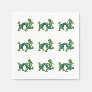 Serviette En Papier Un Dragon Vert avec Triage Or
