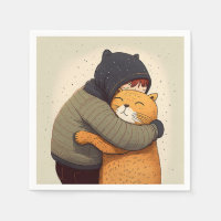 Un enfant embrasse le mignon chat au gingembre. En