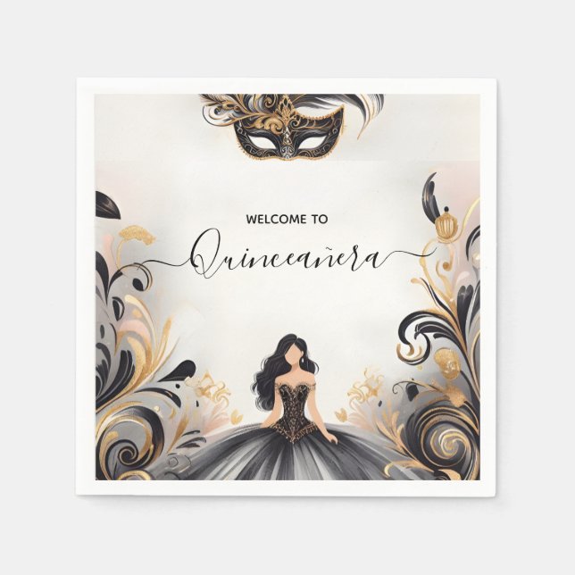 Serviette En Papier Un fabuleux masque de bal de bal de fin d'année Qu (Devant)