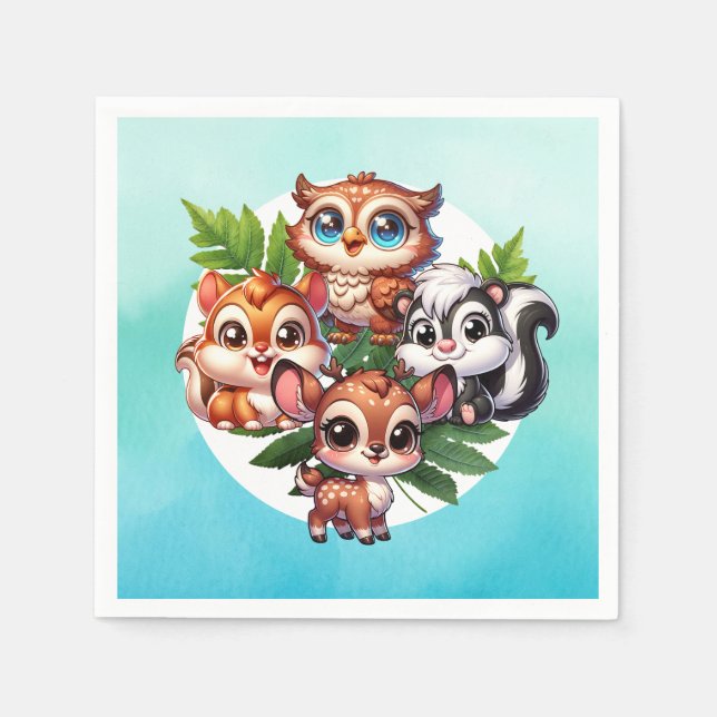 Serviette En Papier Un garçon | Baby shower des créations forestières (Devant)