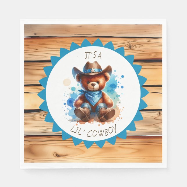 Serviette En Papier Un garçon | Le Baby shower du garçon Cowboy Teddy  (Devant)