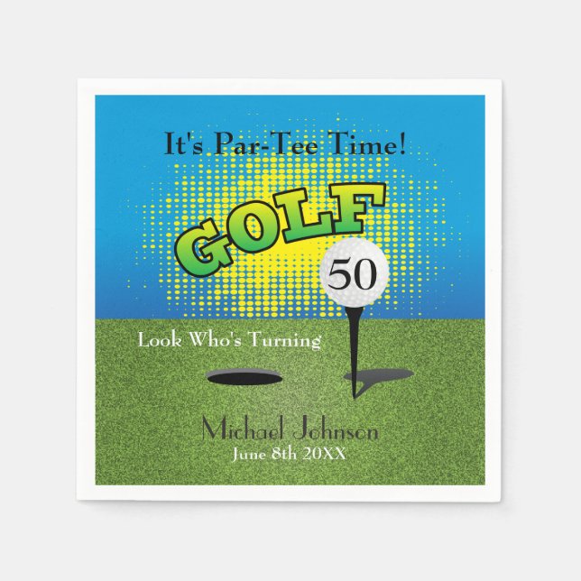 Serviette En Papier Un Golfer 🏌️ ‍ ♂️ fête d'anniversaire (Devant)