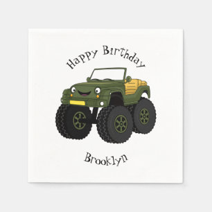 Serviette En Papier Un Green Monster truck