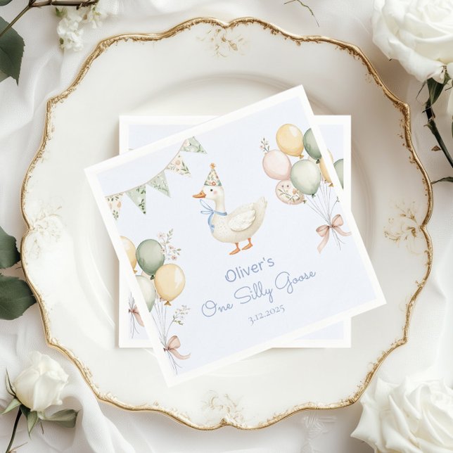 Serviette En Papier Un idiot de ballons d'oie garçon 1er anniversaire (Créateur téléchargé)