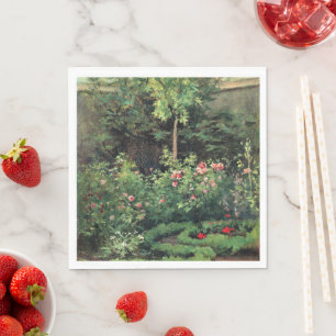 Serviette En Papier Un jardin de roses par Camille Pissarro,