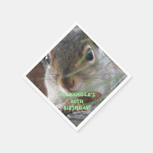 Serviette En Papier Un Joli Écureuil À L'Arachide Joyeux Anniversaire