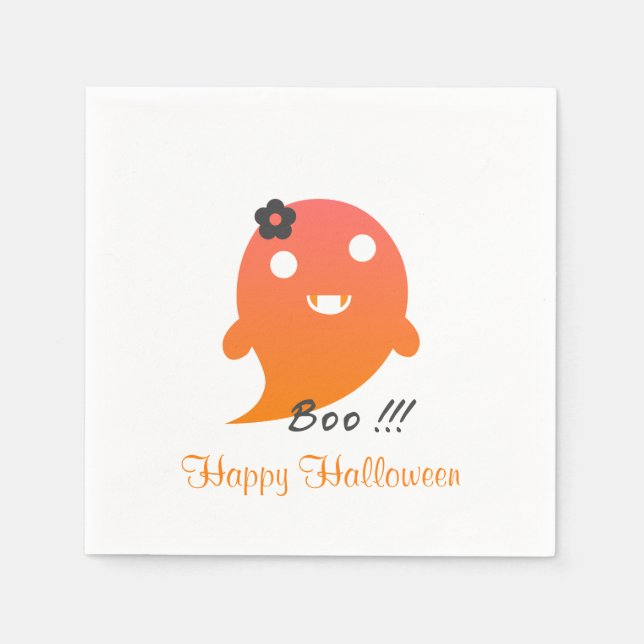 Serviette En Papier Un joli fantôme d'Halloween (Devant)