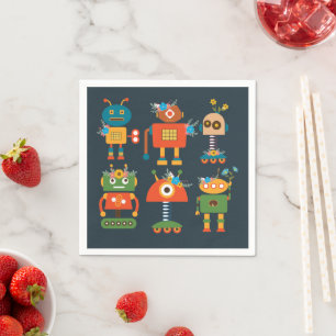 Serviette En Papier Un joli robot design pour enfants
