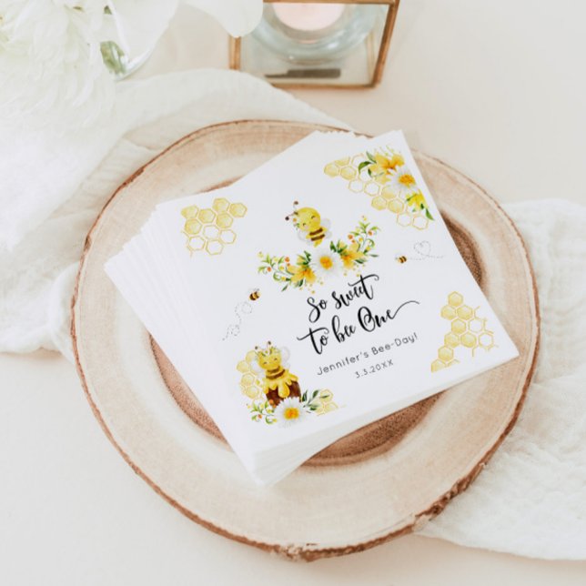 Serviette En Papier Un jour d'abeille 1er anniversaire tellement doux  (Créateur téléchargé)